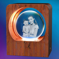 3D Crystal Photo LED Light Wooden Frame Ball