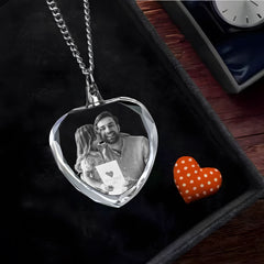 3D Crystal Photo Necklace Heart Shape