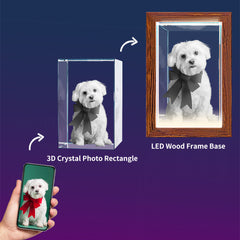 3D Crystal Photo LED Light Wooden Frame Rectangle