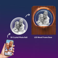 3D Crystal Photo LED Light Wooden Frame Ball