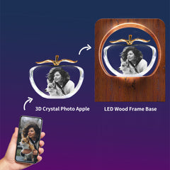 3D Crystal Photo LED Light Wooden Frame Apple