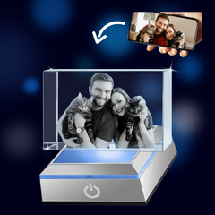 3D Crystal Photo Rectangle with Light Base