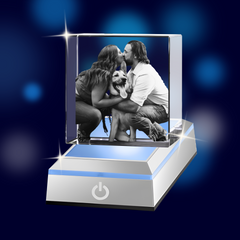 3D Crystal Photo Square Shape with Light Base